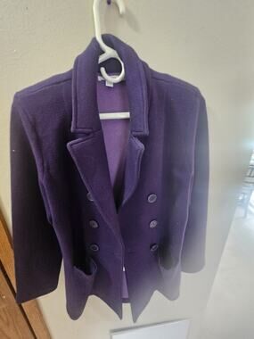 Chico's Purple Knit Sweater Blazer Jacket Women's Size 1 Medium Open Front...